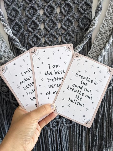 Sweary Affirmation Cards Tarot Cards Funny Daily - Etsy Canada Sweary Affirmation Cards, Sweary Affirmation, Manifest Confidence, Affirmations Confidence, Positive Encouragement, Unique Quotes, Encouragement Cards, Breath In Breath Out, Affirmation Cards