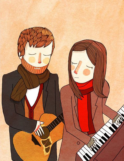 Glen Hansard and Markéta Irglová! Sweater Illustration, Glen Hansard, Falling Slowly, Art Musical, Music Illustration, Art Et Illustration, Love Illustration, Art And Illustration, Custom Portrait