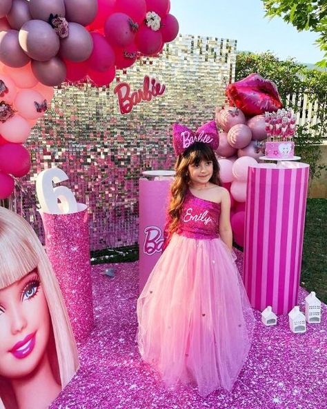 Birthday Barbie Theme, Barbie Birthday Dress, Girls 7th Birthday, Birthday Dress For Women, Girls Party Outfits, Barbie Party Decorations, Pink Princess Dress, Mini Gown, Grad Photography