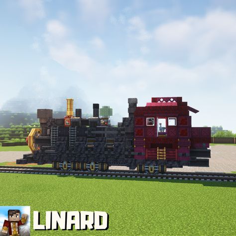 Minecraft Create mod Build Minecraft Create Mod Ideas, Minecraft Train Station Building, Minecraft Train Design, Minecraft Train Tutorial, Minecraft Factory Design, Railroad Minecraft, Train Track Minecraft, Minecraft Tunnel, Minecraft Steam Train