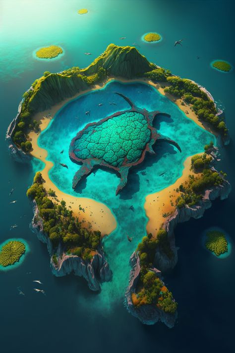 Fantasy Island Art, Fantasy Midevil, Fantasy Island Map, Island Fantasy Art, Dnd Island, Island Concept Art, Fantasy Sea, Magical Sky, Water Island