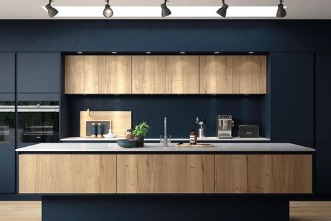 Hampton Kitchen, Dark Blue Kitchens, Black Kitchen Design, Bespoke Kitchen Design, Handleless Kitchen, Contemporary Kitchen Design, Oxford Blue, Kitchen Room Design, Kitchen Inspiration Design