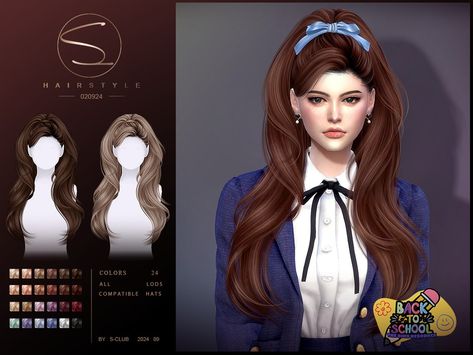 The Sims Resource - (BackToSchool)Curly ponytail hairstyle 020924 Sims 4 Ponytail, Sims 4 Hairstyles, Hair Ts4, Sims 4 Curly Hair, Ts4 Hair, 4 Hairstyles, Curly Hair Ponytail, Pelo Sims, Ponytail Hairstyle