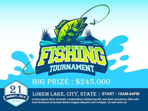 Vector fishing tournament flayer vector ... | Premium Vector #Freepik #vector #booklet-cover #flyer-cover #cover-page-design #cover Fishing Poster, Booklet Cover, Fishing Tournament, Design Cover, Vector Template, Page Design, Premium Vector, Graphic Resources, Fishing