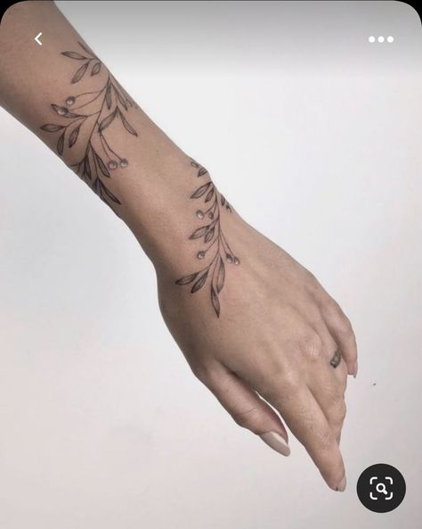 Small Tattoo For Women, Red Flower Tattoos, Wrap Around Wrist Tattoos, Wrap Around Tattoo, Cuff Tattoo, Flower Wrist Tattoos, Branch Tattoo, Farmhouse Wall Clock, Foot Tattoos For Women