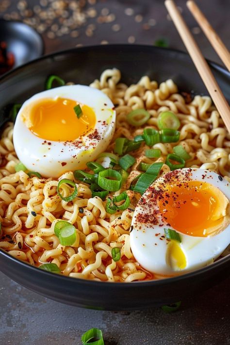 Ramen Noodles with Soft-Boiled Egg are a delicious and nutritious choice for any mealtime! 🍜🥚 Made with savory broth, tender noodles, and perfectly soft-boiled eggs, this dish is a delightful blend of rich flavors and comforting textures. Quick to prepare and bursting with wholesome goodness, Ramen Noodles with Soft-Boiled Egg are perfect for a refreshing lunch or a cozy dinner. 😋🌿 #RamenNoodles #ComfortFood #HealthyEating #SavoryMeals Boiled Egg Ramen, Egg Ramen Noodles, Noodle With Egg, Noodles With Egg, Egg Ramen, Ramen Egg, Pork Broth, Dehydrated Vegetables, Delicious Seafood Recipes