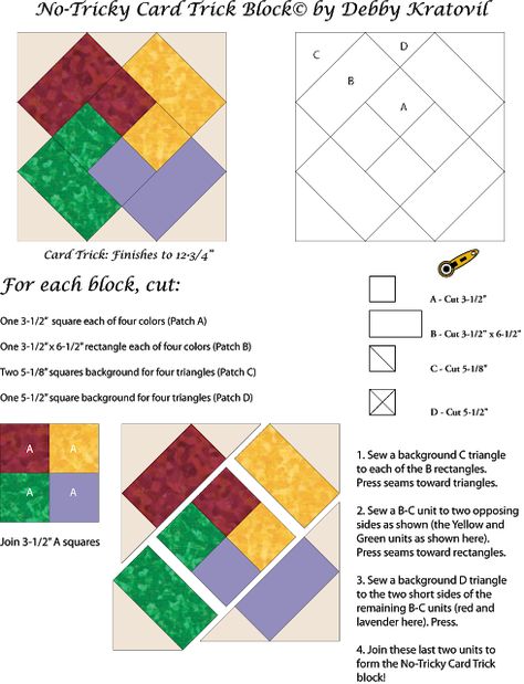 Debbies No Tricky Card Trick – Quilting Cubby Easy Card Tricks, Quilt Blocks Easy, Make A Quilt, Quilt Block Patterns Free, Quilt Square Patterns, Quilt Sewing Patterns, Easy Quilt, Quilt Magazine, Patchwork Quilt Patterns