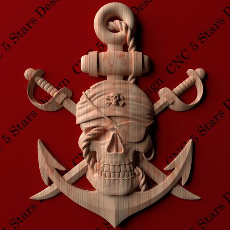 Fine Woodworking Project, Pirate Art, 3d Cnc, Chip Carving, Cnc Wood, Wood Carving Designs, Pirate Skull, Wood Carving Patterns, Wood Home