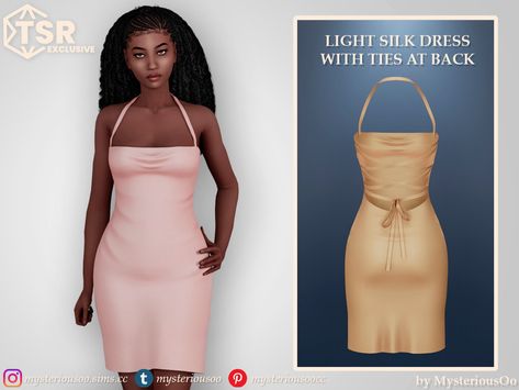 The Sims Resource - Light silk dress with ties at back Sims 4 Silk Dress, Sims People, Sims Dress, Clothes Cc, Cc Clothes, Sims 4 Expansions, Sims 4 Teen, Light Silk, Sims 4 Dresses