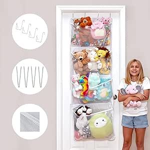 Affiliate link Plushie Display, Stuffed Animal Net, Stuffed Animal Holder, Stuffed Animal Hammock, Space Socks, Tidy Bedroom, Over The Door Organizer, Pet Organization, Storage Hanging