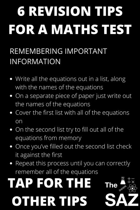 Science Revision Tips, Maths Improvement Tips, How To Study For Math Test, Maths Exam Tips, Gcse Revision Tips, Math Revision, School Revision, Study Encouragement, Maths Revision