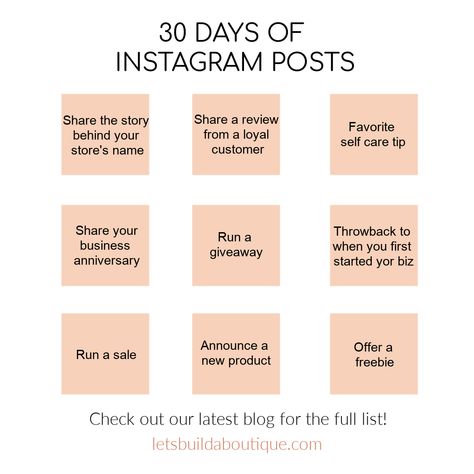 If you are using social media for your online ecommerce store, you know you need to be active on Instagram and post content that your followers are interested in. I've put together a list of 30 days of Instagram posts that you can use in your feed or on your stories! Get creative and have fun as part of your marketing strategy for your online boutique. The more effort you put in your marketing efforts, the greater the results you'll find. come up with a great content strategy Instagram Retail Post Ideas, How To Be Active On Instagram, Content Ideas For Online Boutique, Social Media Ideas For Boutiques, Online Store Post Ideas, Insta Boutique Ideas, Instagram Post Ideas Online Shop, Social Media Post Boutique, Online Boutique Content Ideas