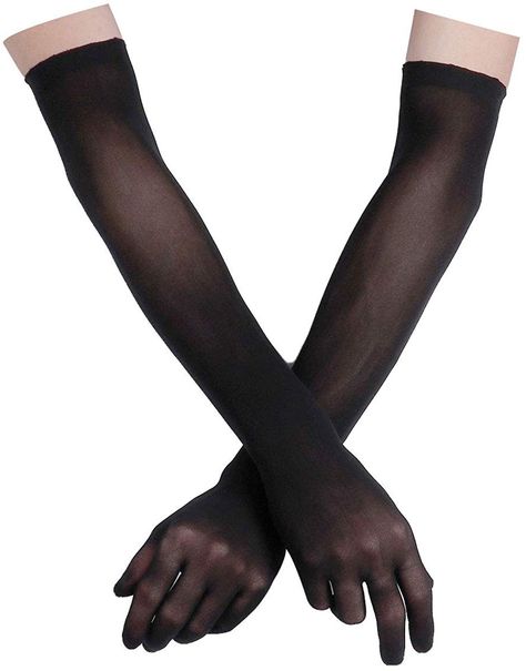 Freebily Women's Sheer Seamless Pantyhose Long Nylon Wedding Finger Gloves Black One Size: Amazon.co.uk: Clothing Fancy Gloves, Long Black Gloves, Sheer Gloves, Opera Length Gloves, Mesh Gloves, Evening Gloves, Opera Gloves, Fingers Design, Long Gloves