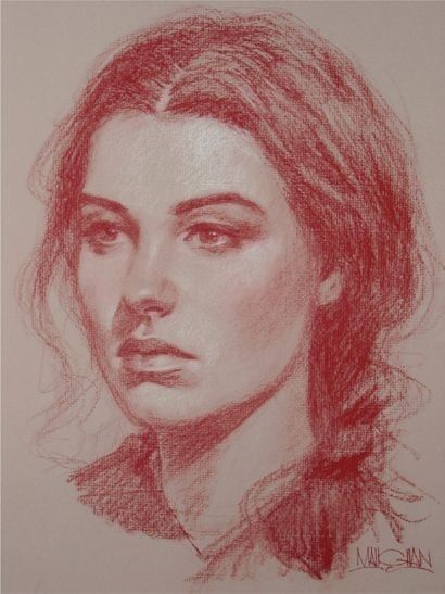 Sanguine Portrait Drawings, Portrait Study Sketches, Portrait Art Pencil, Sanguine Drawing, Conte Drawing, Portrait Au Crayon, Pencil Portrait Drawing, Pencil Portraits, Portrait Study