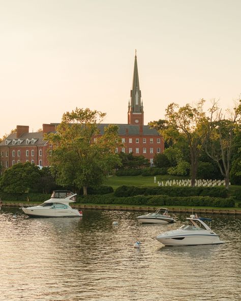 View of St. Mary's Parish and boats in Spa Creek, Annapolis, Maryland Annapolis Maryland Aesthetic, Maryland Aesthetic, Maryland Wallpaper, Maryland Countryside, Potomac Maryland, Antietam Battlefield Maryland, Annapolis Wedding, Annapolis Maryland, University Of Maryland