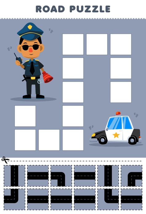 Police Activities For Kids, Cars Worksheets, Car Printable, Police Activities, Free Printable Puzzles, Preschool Workbooks, Homeschool Preschool Activities, Game For Children, Preschool Activity