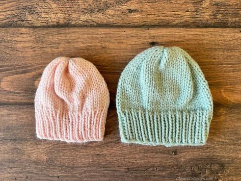 How To Knit A Hat In The Round With Worsted Weight Yarn - ChristaCoDesign How To Knit In The Round, Free Knit Hat Patterns For Kids, Baby Hat Knitting Patterns Free Straight Needles, How To Knit A Hat, Child Hat Knitting Pattern, Baby Hats Knitting Free, Knit A Hat, Newborn Knit Hat, Baby Hat Free Pattern