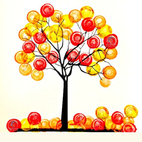 Sticker and Dot Art Project Tree Dot Art For Kids, Fall Prek, Dot Markers Art, Motor Art, Babysitting Crafts, Dot Marker Activities, Preschool Fall, Marker Crafts, Middle School Art Projects