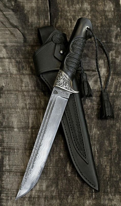 We have best Damascus hunting, bowie, boning, kitchen, chef knives with pure leather sheath. Each and every Damascus pattern is available. Knife Aesthetic, Forging Knives, Handcrafted Knife, Pretty Knives, Tactical Gear Loadout, Mens Toys, Chef Knives, Handmade Stuff, Dagger Knife