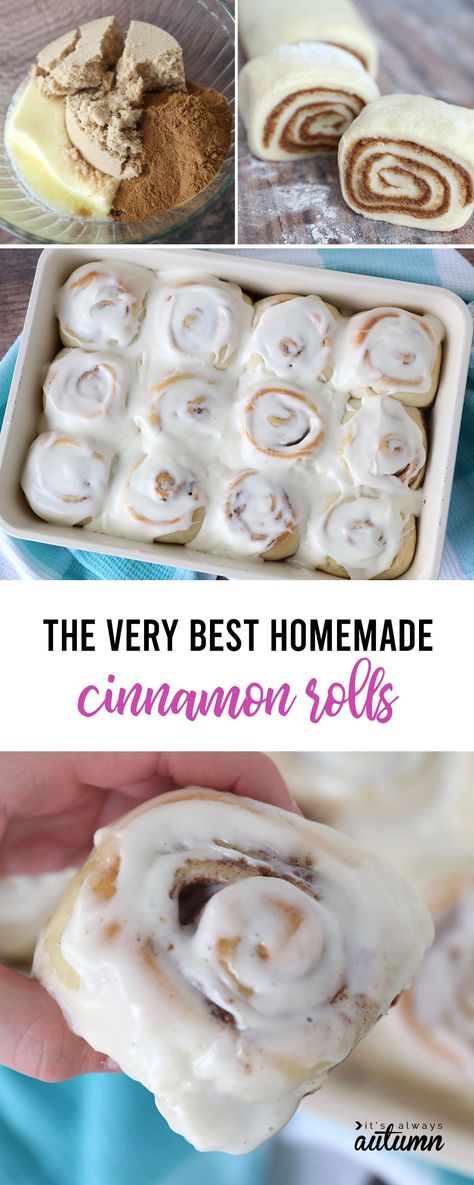 This is the best cinnamon roll recipe! The dough is easy to make and handle, the filling is gooey, and the frosting is to die for! Cinnamon Roll Filling, Homemade Cinnamon Rolls Recipe, Best Homemade Cinnamon Rolls, Roll Dough Recipe, Best Cinnamon Roll Recipe, Easy Cinnamon Rolls Recipe, Cinnabon Cinnamon Rolls, Cinnamon Roll Recipe Homemade, Cinnamon Roll Recipe