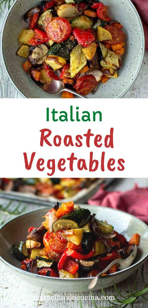 Italian Roasted Vegetables, Mediterranean Roasted Vegetables, Roasted Veggies Recipe, Roasted Vegetable Medley, Mediterranean Vegetables, Roasted Mediterranean Vegetables, Roasted Veggies In Oven, Roasted Vegetable Pasta, Marinated Vegetables