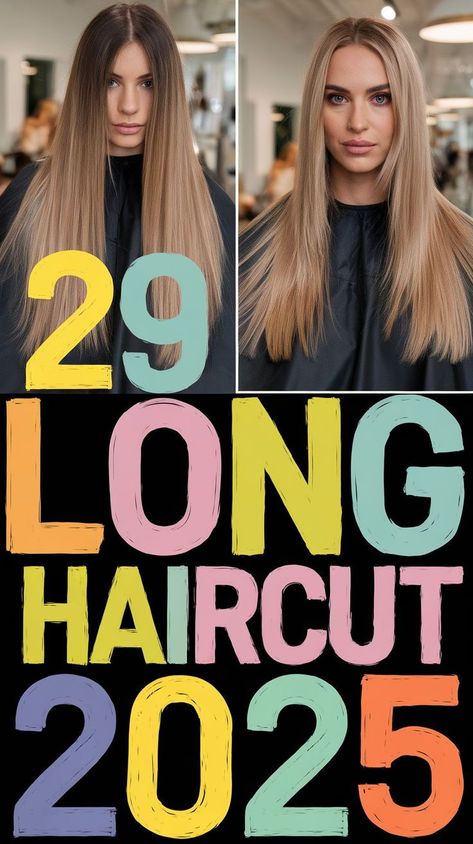 In 2025, long haircuts with straight layers are trending worldwide. This style, with medium layering, suits women with straight hair who want to add subtle texture without losing length. It’s an ideal look for those who want a very simple yet stylish cut, as it’s easy to style and maintain, fitting seamlessly into any lifestyle. Straight Hair Women Haircut, Long Haircuts Easy To Style, Long Soft Layers Haircut Fine Hair, On Trend Haircuts, Long Layers Fine Hair Medium Length, New Haircut Ideas For Long Hair, Long Hair On Short Women, Haircuts Of 2024, One Length Long Haircut