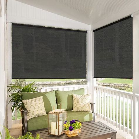 Get Outdoor Roller Shades to add style & privacy to your patio & porches. Our custom patio roller shades are made with waterproof and UV-resistant fabric. Free shipping on orders above $99! Black Window Shades, Patio Shade Covers, Outdoor Blinds Patios, Cordless Window Shades, Outdoor Roller Shade, Porch Shades, Outdoor Patio Shades, Shades For Windows, Patio Sun Shades