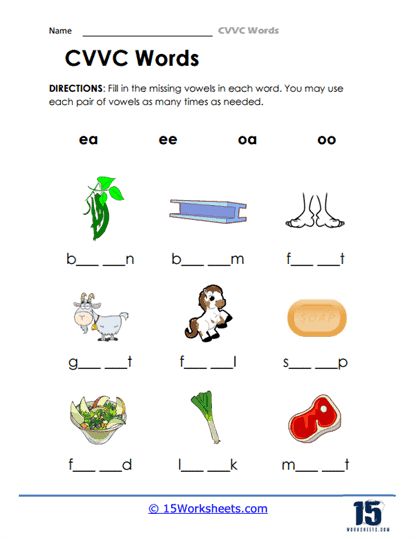 Vowel Fillers Worksheet - 15 Worksheets.com Vowel Pairs, Alphabet Crafts Preschool, Holiday Science, Vowel Worksheets, Kindergarten Social Studies, Alphabet Crafts, Reading At Home, Crafts Preschool, Student Encouragement