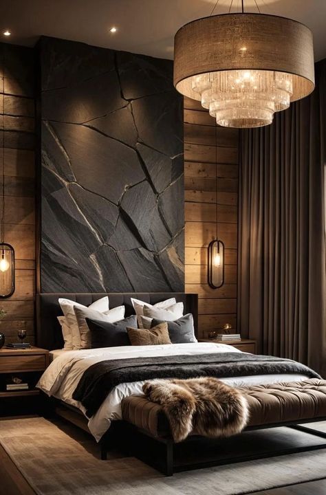 Earthy Modern Bedroom, Dark Modern Bedroom, Bedroom Glam, Earthy Modern, Fresh Bedroom, Fall Bedroom Decor, Cozy Fall Bedroom, Masculine Bedroom, Earthy Bedroom