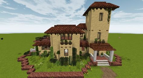 Spanish Minecraft House, Minecraft Spanish Villa, Italy Minecraft, Minecraft Mediterranean, Minecraft Inspiration Builds, Minecraft Italian, Minecraft 2023, Cullen House, Villa Minecraft