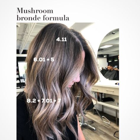 SHARON on Instagram: “Mushroom bronde! I get asked for formulas all the time and here’s one that’s frequently asked! Personally formulas don’t help me much, it’s…” Mushroom Bronde Formula, Mushroom Brown Formula Wella, Ash Brown Formula Wella, Light Brown Hair Formula, Mushroom Ash Brown Hair Balayage Formula, Mushroom Brown Toner Formula, Mushroom Blonde Hair Color Formula, Mushroom Bronde, Mushroom Blonde Hair