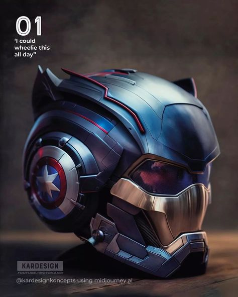 Custom Helmet Design Old School, Captain America Helmet, Custom Bike Helmets, Custom Helmet Design, Sci-fi Helmet, Cool Mask, Custom Motorcycle Helmet, Cool Bike Helmets, Helmet Bike