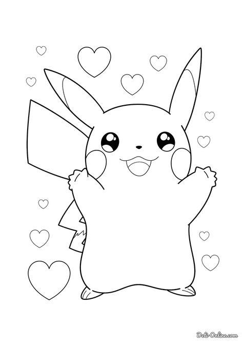 Simple Pikachu Drawing, How To Draw Pikachu Step By Step, Pikachu Coloring, Pikachu Coloring Page, Pikachu Drawing, Cute Drawings, Pikachu, Coloring Pages, Pokemon