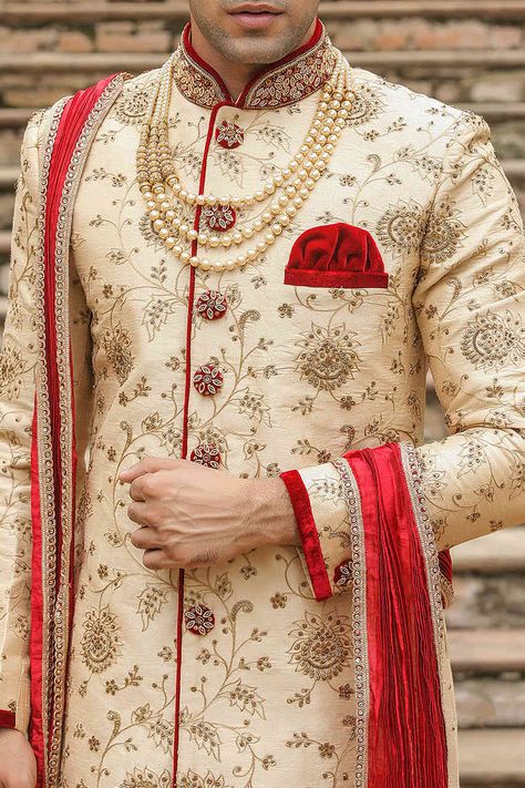 Exquisite All Over Embroidered Sherwani - Designer Wedding Sherwani for Men - Manyavar Indian Groom Dress, Sherwani For Men Wedding, Embroidered Sherwani, Groom Dress Men, Wedding Outfits For Groom, Indian Groom Wear, Wedding Dresses Men Indian, Mens Wedding Attire, Sherwani Groom