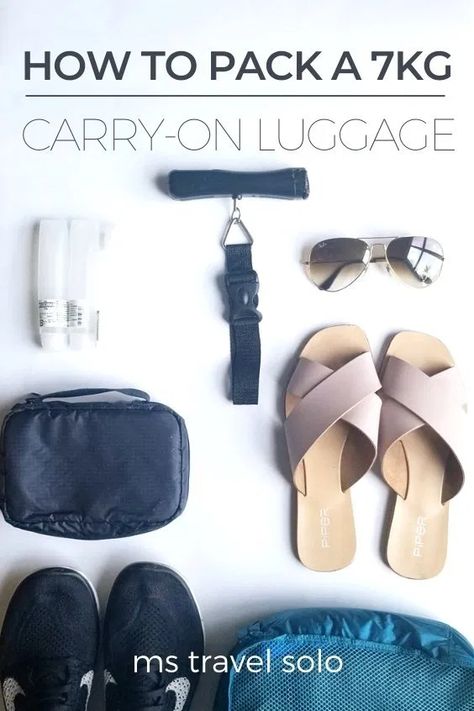 Want to travel light and avoid check-in baggage fees? Learn how to pack a 7kg carry-on luggage and pack like a minimalist. Don’t forget to pin it on your travel board! #minimalist #minimalisttravel #7kgcarryon #solotravel #traveltip #mstravelsolo Hand Carry Luggage, Minimalist Packing, Checked Baggage, Packing Luggage, Carry On Bag Essentials, Minimalist Travel, Packing List For Travel, Packing Tips For Travel, Travel Board