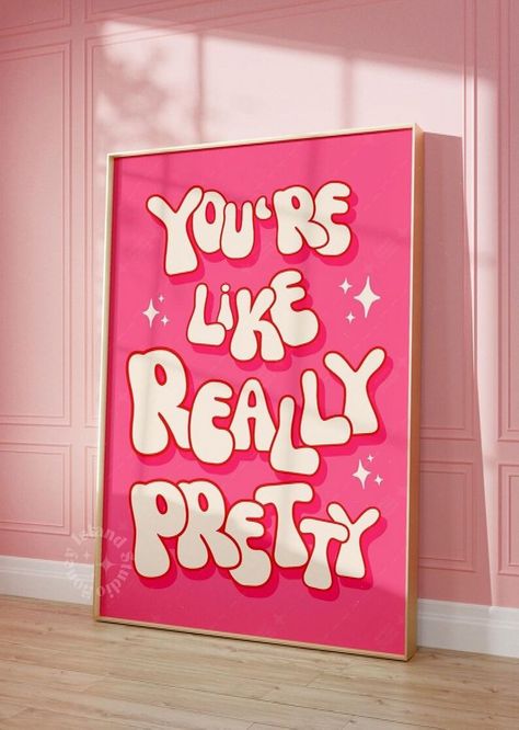 You're Like Really Pretty Funky Poster Bathroom Decor Maximalist Apartment Wall Art Funky Trendy Print Funky Aesthetic Pink Girly Prints - Etsy #Apartment #Girly #Your #Charm #HouseGoals #DecorTips #Infuse #DecorInspiration #Space #Feminine #HomeDecor #Decor #Ideas #with #InteriorInspo 70s Glamour, Girly Apartments, Youre Like Really Pretty, Girly Apartment Decor, Maximalist Wall Art, Self Love Club, Groovy 70s, Retro Kunst, Deco Rose