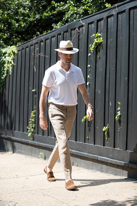 Panama Hat Men Outfit, Panama Style Outfits, Panama Hat Outfit Summer, Amalfi Outfits, Manly Outfits, Panama Hat Outfit, Hat Styles Men, Hat Men Outfit, Panama Hat Style