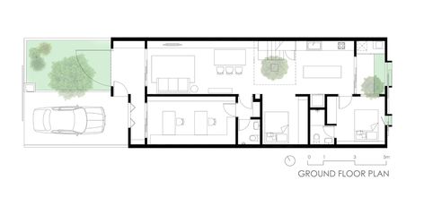 Gallery of Jose House / Fabian Tan Architect - 23 Minimal House Plan, Terrace House Design, Terrace House Exterior, Single Storey House Plans, Tan House, Narrow House Plans, Terrace Floor, One Storey House, Double Storey House