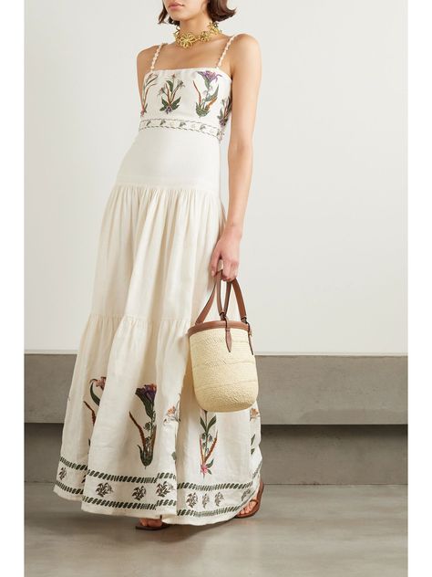 Linen Maxi Dress, White Maxi Dresses, Everyday Wardrobe, Floral Maxi, Floral Maxi Dress, Sweater Accessories, Net A Porter, Women Collection, All Fashion