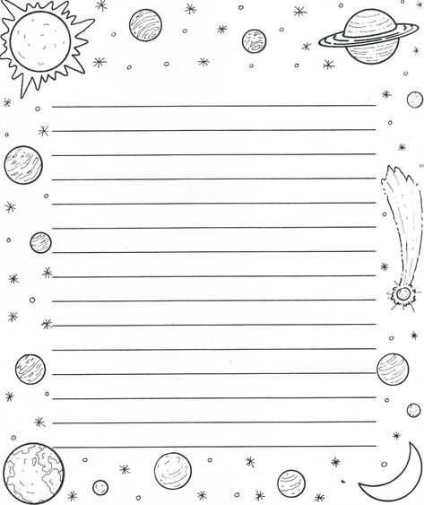 Free Printable Stationery Paper Design, Cute Lined Paper, Letter Paper Design, Space Stationery, Cute Letter Paper, Free Printable Stationery Paper, Writing Paper Template, Stationary Printable, Do List Planner