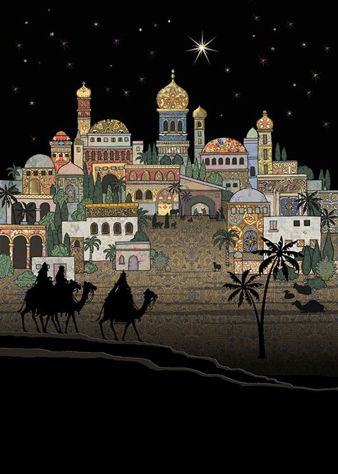 Bug Art MC036 Entering Bethlehem greetings card Bethlehem Christmas, The Three Wise Men, Owl Wallpaper, Art Greeting Cards, Bug Art, Christmas Play, Three Wise Men, Christmas Nativity Scene, Idul Fitri