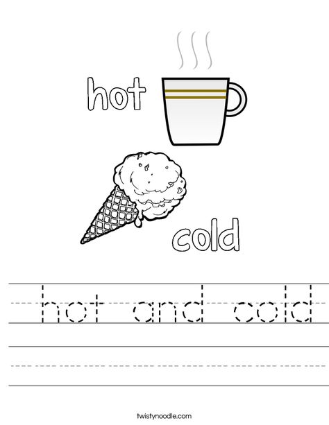 hot and cold Worksheet Hot And Cold Worksheet, Cursive Tracing, Shape Activities Kindergarten, Tracing Font, Preschool Counting Worksheets, Same And Different, Cvc Word Work, Morning Work Activities, Fun Worksheets For Kids