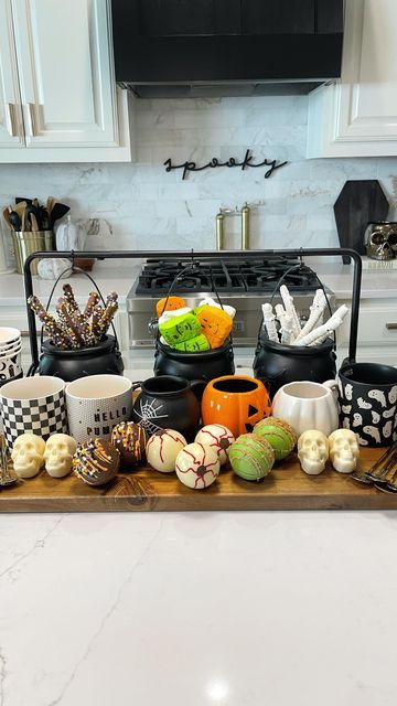 Halloween Hot Chocolate Bar, Hanging Cauldron, Halloween Marshmallows, Halloween Hot Chocolate, Happy Spooky Season, Fall Mugs, Hot Chocolate Bar, Holiday Eating, Hot Chocolate Bars