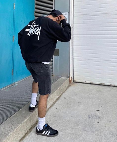 Men’s Adidas Samba Outfit, Black Samba Adidas Outfit Mens, Stussy Sweater Outfit, Black Sambas Outfits Men, Sambas Adidas Outfit Men, Sambas Mens Outfit, Black Sambas Adidas Outfit Men, Black Adidas Samba Outfit Men, Black Samba Outfit Men