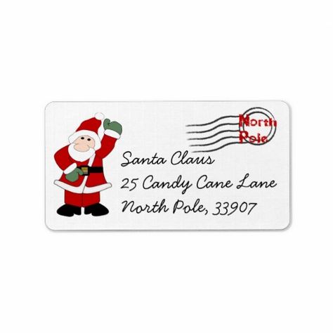 Christmas Holiday Santa Claus Return Address Label from the North Pole! Santas Address North Pole, Elf Tricks, Santa Address, Free Christmas Labels, Christmas Envelope Template, Christmas Letter From Santa, Xmas Letter, Christmas Printable Labels, Santa Writing