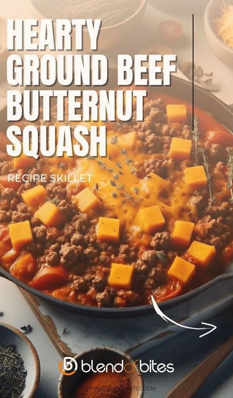 There's something about the combination of ground beef and butternut squash that just feels right, especially in the crisp autumn air. This ground beef butternut squash skillet recipe is a testament to that perfect union, a staple in my autumn kitchen repertoire. It started as a simple, rustic meal but evolved over time into a dish rich in simplicity and depth of flavor. Squash And Hamburger Recipes, Butternut Squash Recipes For Diabetics, Spaghetti Squash Recipes Beef, Butternut Squash And Ground Beef Recipes, Hamburger Butternut Squash Recipes, Hamburger And Butternut Squash Recipes, Hamburger Squash Casserole, Butternut Squash Hamburger Recipes, Butternut Squash With Ground Beef