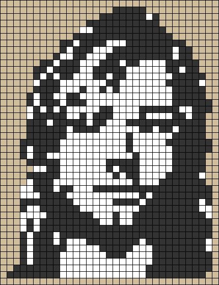 Alpha pattern #99253 | BraceletBook Nirvana Pixel Grid, Crochet Nirvana, Music Pixel Art, Grille Pixel Art, Character Charts, Doodling Ideas, Kurt Cobain Nirvana, Grid Drawing, Drawing Rocks