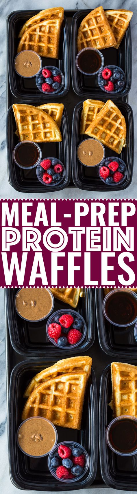 Meal-Prep Protein Waffles Protein Meal Prep, Fitness Meal Prep, Food Protein, Fitness Meals, Protein Waffles, Protein Meal, Breakfast Meal, Meal Prep Containers, Breakfast Meal Prep