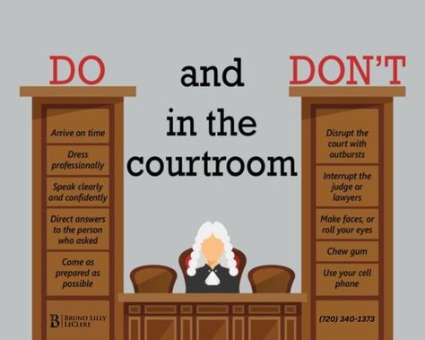 Questions about courtroom etiquette or proceedings? Contact BLL at (720) 340-1373! . . . . . . #BrunoLillyLeClere #BLL #DefenseAttorney #CO #NOCO #VictimRepresentation #Weld #Larimer #felony #misdemeanor #DUI #DV #LawFirm #ContactUs #Free #local #representation #LawyerUp Lawyer Notes, Law School Organization, Law School Preparation, Law School Prep, Lawyer Quotes, Law School Life, Law School Inspiration, School Preparation, Law Quotes