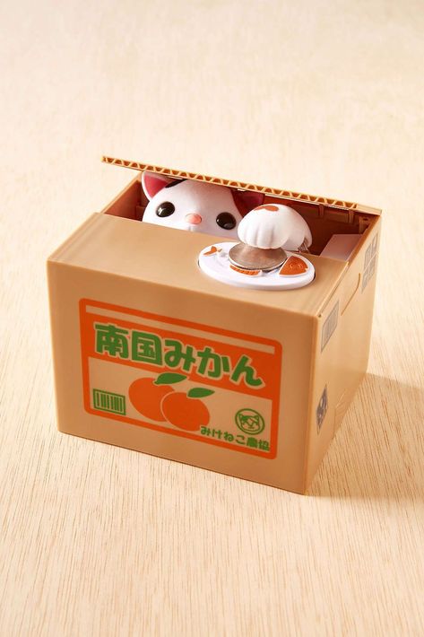 urbanoutfitters-itazura-cat-in-a-box-bank Cute Piggy, Japanese Gifts, Piggy Banks, Packing Boxes, Crazy Cat Lady, Dorm Decorations, Crazy Cats, Piggy Bank, Vintage Toys